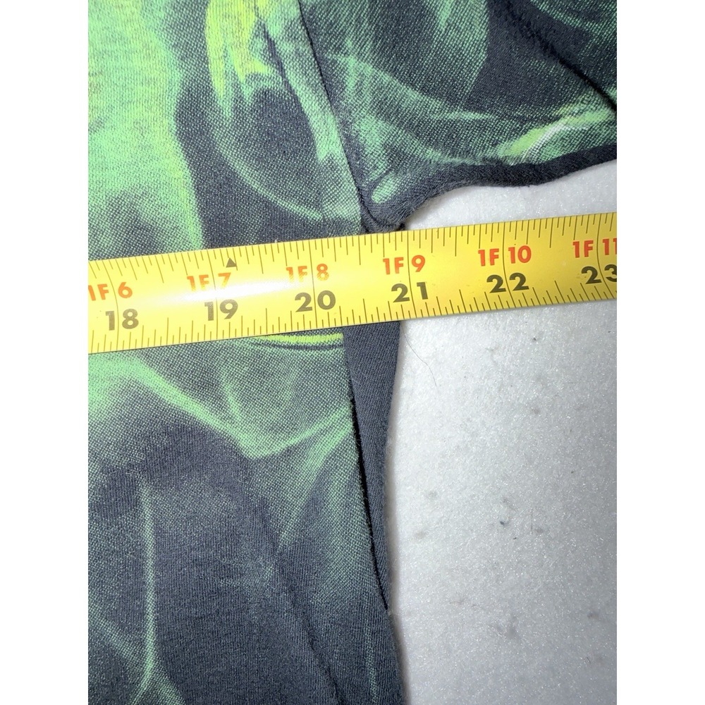 Y2K Flame Skull Shirt AOP Mens L Black Green Graphic T-Shirt Goth Jesse Pinkman - Picture 2 of 5